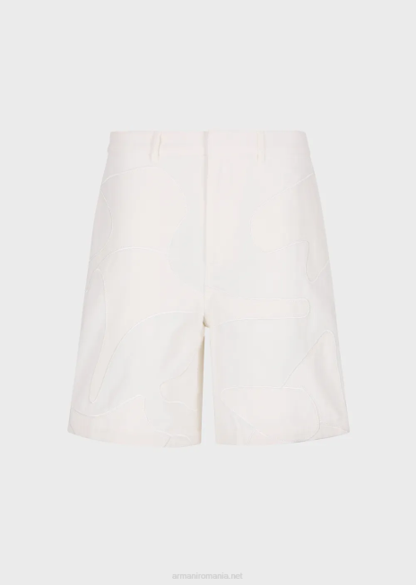 bărbați R802G1406 pantaloni scurți din pânză, cu broderie de camuflaj supradimensionată, asortată de culori Armani