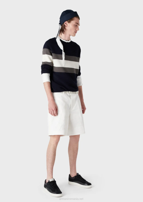 bărbați R802G1406 pantaloni scurți din pânză, cu broderie de camuflaj supradimensionată, asortată de culori Armani