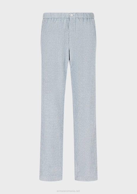 bărbați R802G1408 pantaloni din catifea cu imprimeu cu efect de denim, cu talie elastica Armani azur