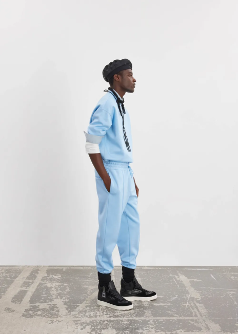 bărbați R802G1411 pantaloni de jogging din jerseu modal cu nervuri Armani azur