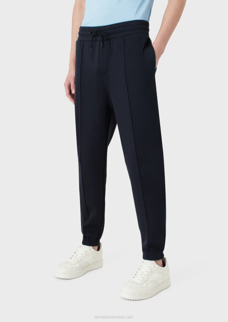bărbați R802G1412 pantaloni de jogging din jerseu modal cu nervuri Armani albastru marin
