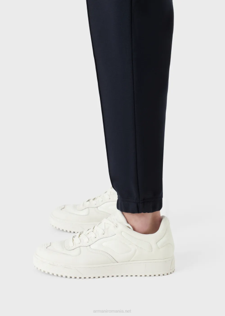 bărbați R802G1412 pantaloni de jogging din jerseu modal cu nervuri Armani albastru marin