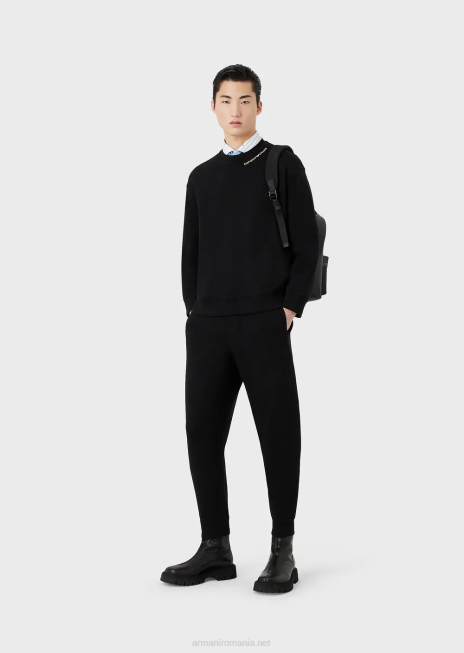 bărbați R802G1417 joggeri din jerseu dublu Armani negru