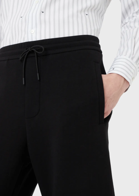 bărbați R802G1417 joggeri din jerseu dublu Armani negru