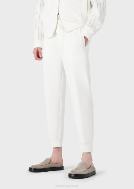 bărbați R802G1418 joggeri din jerseu dublu Armani alb