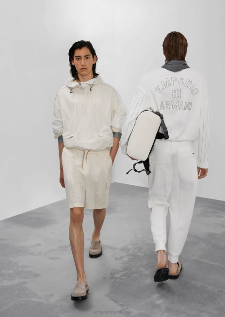 bărbați R802G1418 joggeri din jerseu dublu Armani alb