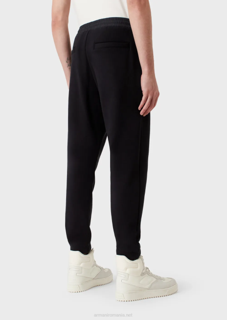 bărbați R802G1424 pantaloni de jogging din jerseu greu, cu logo cauciucat îndrăzneț Armani albastru marin