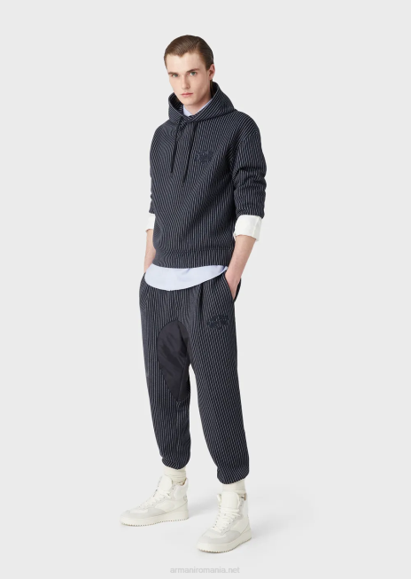 bărbați R802G1426 pantaloni de jogging din jerseu cu dungi Armani