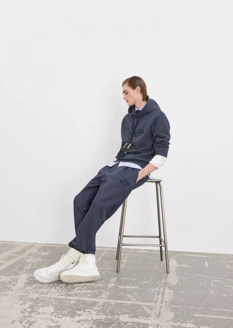 bărbați R802G1426 pantaloni de jogging din jerseu cu dungi Armani