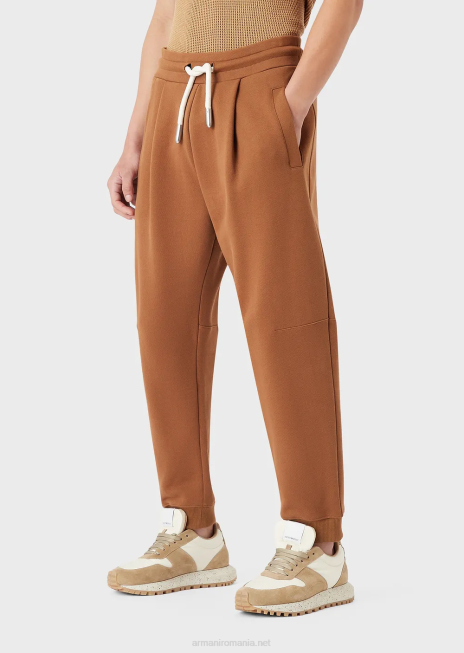 bărbați R802G1435 colecție sustenabilă, pantaloni de jogging din jerseu organic cu finisaj neted Armani bej