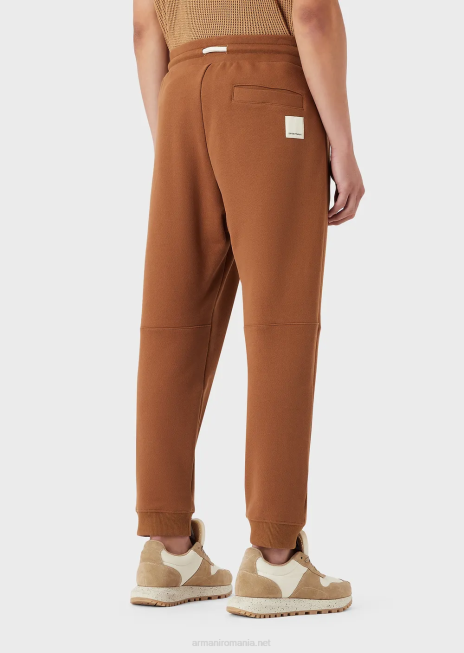 bărbați R802G1435 colecție sustenabilă, pantaloni de jogging din jerseu organic cu finisaj neted Armani bej