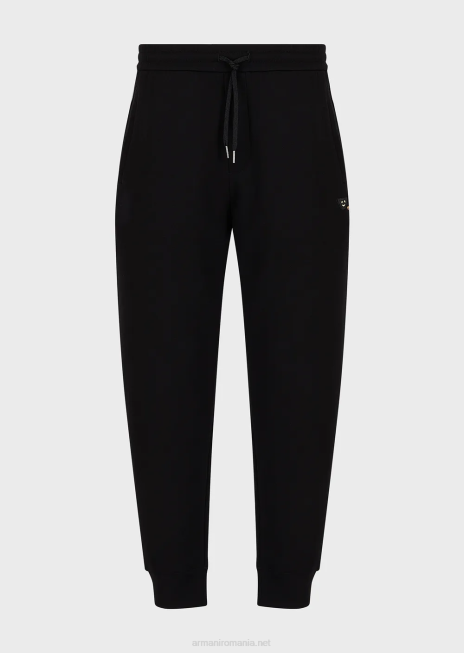 bărbați R802G1441 joggeri din jerseu dublu Armani negru