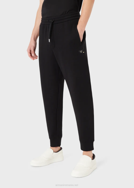 bărbați R802G1441 joggeri din jerseu dublu Armani negru
