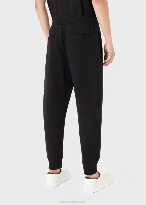 bărbați R802G1441 joggeri din jerseu dublu Armani negru