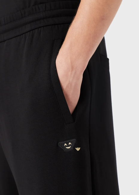 bărbați R802G1441 joggeri din jerseu dublu Armani negru