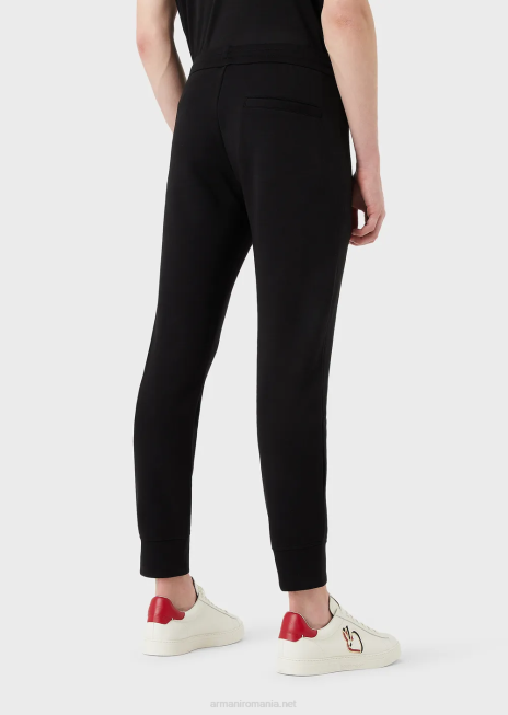 bărbați R802G1447 pantaloni de jogging din jerseu dublu cu broderie iepure Armani negru