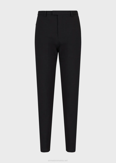 bărbați R802G1449 pantaloni din lână tehnică stretch 3d Armani negru