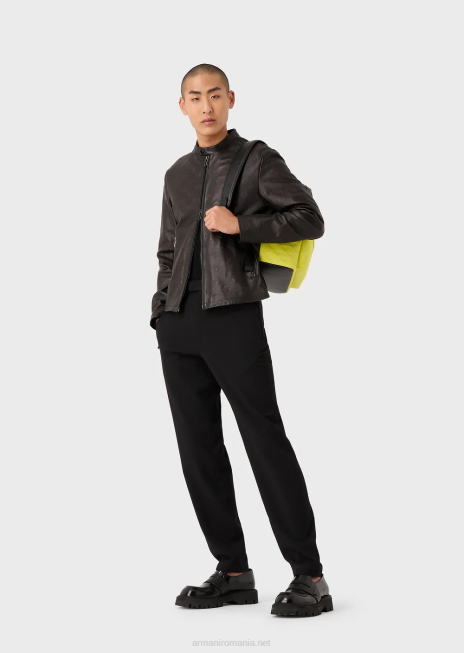 bărbați R802G1449 pantaloni din lână tehnică stretch 3d Armani negru