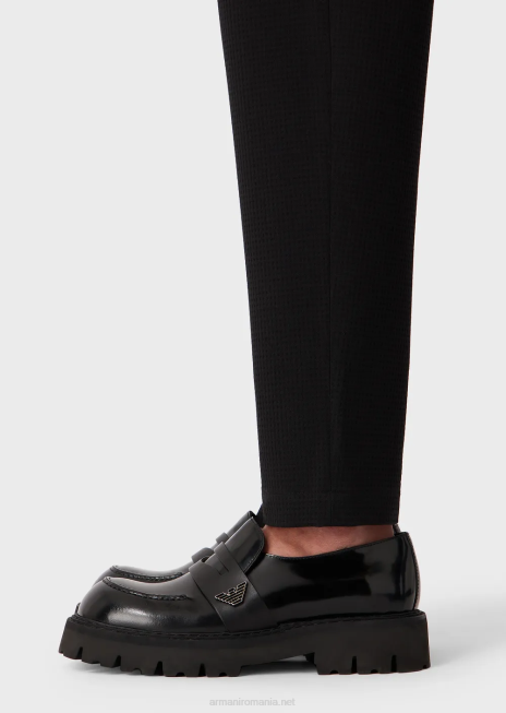 bărbați R802G1449 pantaloni din lână tehnică stretch 3d Armani negru