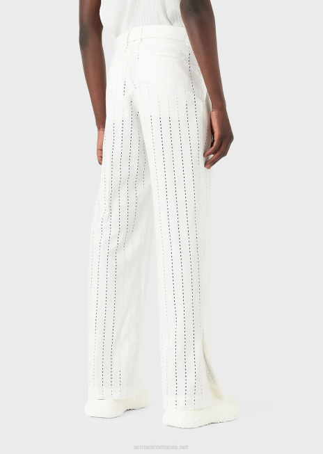 bărbați R802G1457 pantaloni chino perforați în dungi Armani alb