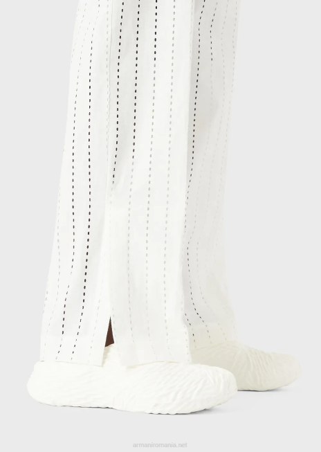 bărbați R802G1457 pantaloni chino perforați în dungi Armani alb