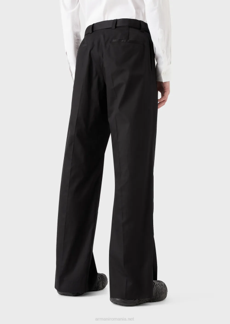 bărbați R802G1458 pantaloni chino ușoare din bumbac-satin Armani negru