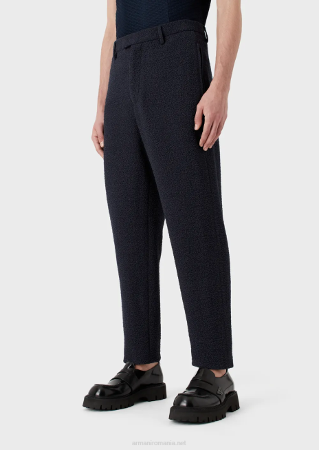 bărbați R802G1470 pantaloni din lână virgină jacquard cu efect 3d Armani