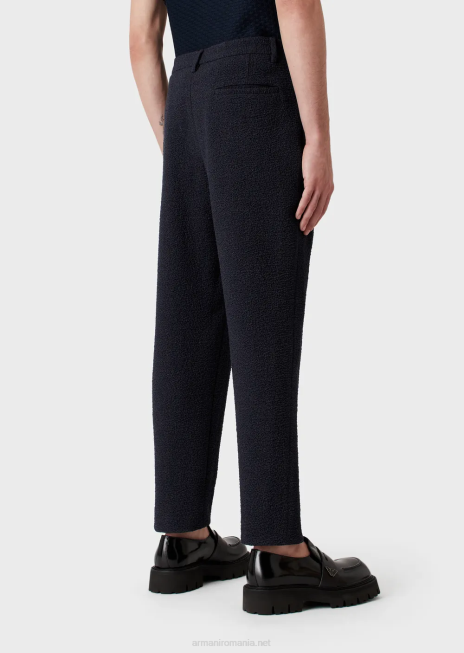 bărbați R802G1470 pantaloni din lână virgină jacquard cu efect 3d Armani