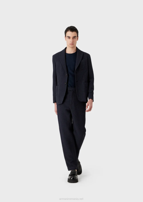 bărbați R802G1470 pantaloni din lână virgină jacquard cu efect 3d Armani