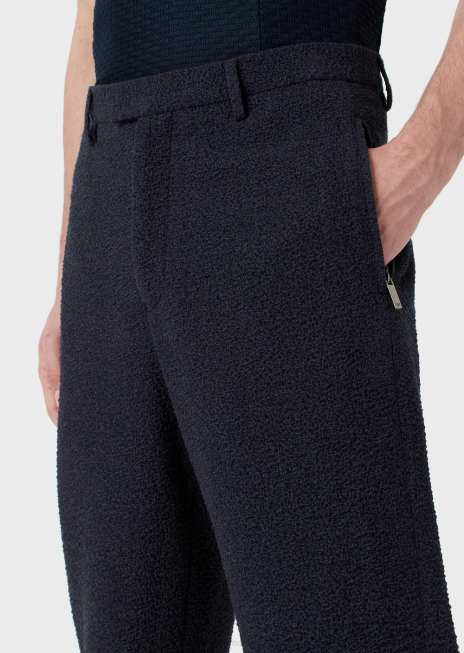 bărbați R802G1470 pantaloni din lână virgină jacquard cu efect 3d Armani