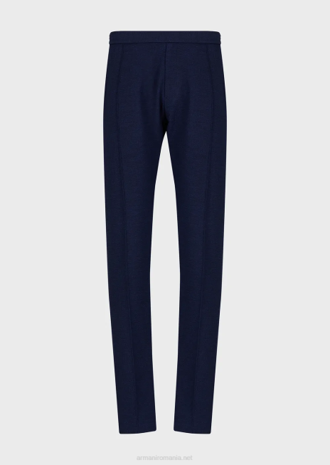 bărbați R802G1473 pantaloni tehnic seersucker cu nervuri cu imprimeu, cu talie elastica Armani albastru miezul nopții