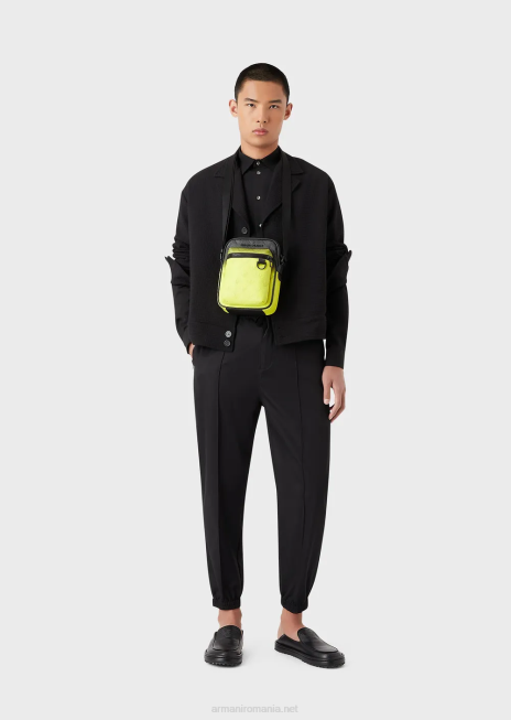 bărbați R802G1474 pantaloni cu șnur din satin ușor din amestec de lyocell Armani negru