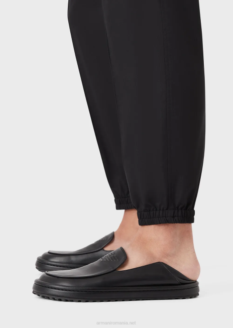 bărbați R802G1474 pantaloni cu șnur din satin ușor din amestec de lyocell Armani negru