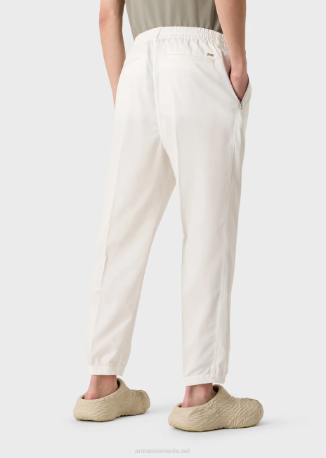 bărbați R802G1475 pantaloni cu șnur din satin ușor din amestec de lyocell Armani alb