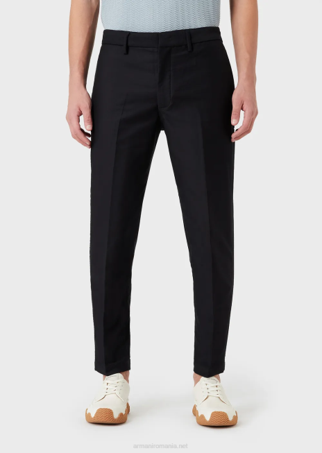 bărbați R802G1476 pantaloni chino din jerseu cu efect tricotină Armani albastru marin