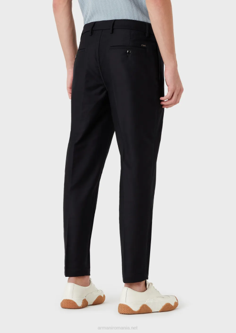 bărbați R802G1476 pantaloni chino din jerseu cu efect tricotină Armani albastru marin