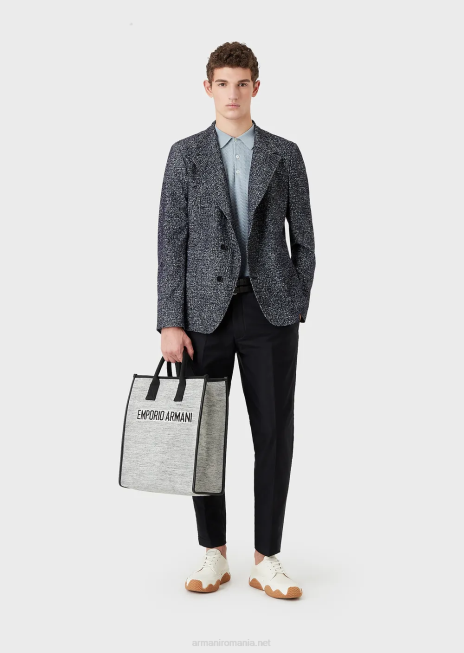 bărbați R802G1476 pantaloni chino din jerseu cu efect tricotină Armani albastru marin