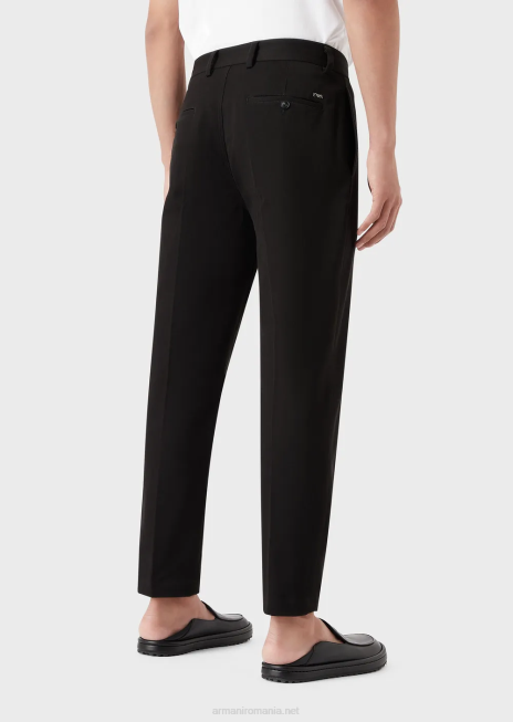 bărbați R802G1477 pantaloni chino din jerseu cu efect tricotină Armani negru