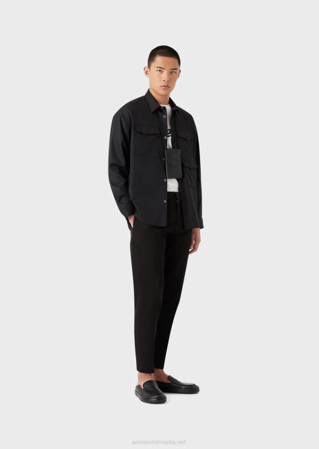 bărbați R802G1477 pantaloni chino din jerseu cu efect tricotină Armani negru