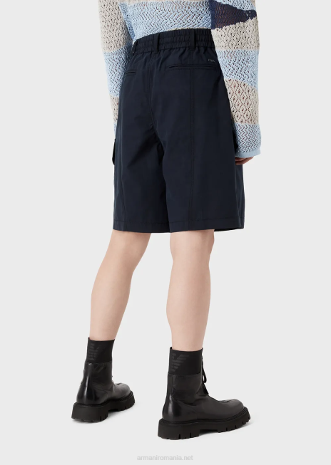 bărbați R802G1478 pantaloni scurți cargo din poplin pima cu șnur Armani gri deschis