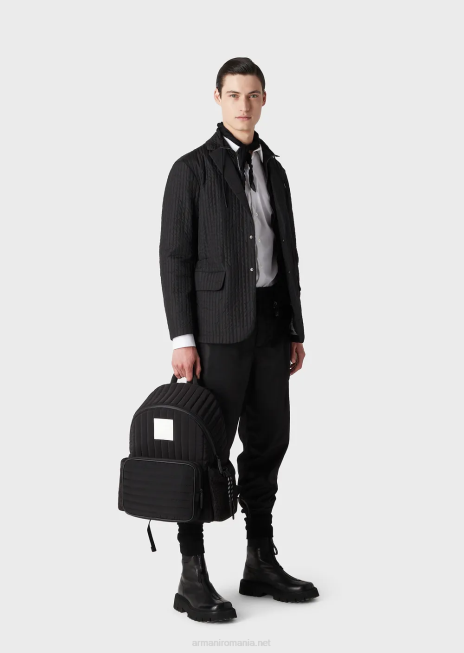 bărbați R802G1480 pantaloni din nailon tehnic mat reciclat Armani negru