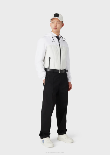 bărbați R802G1481 pantaloni chino din bumbac-satin cu nervuri Armani negru