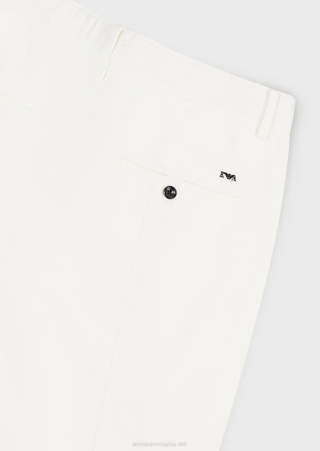 bărbați R802G1482 pantaloni chino din bumbac-satin cu nervuri Armani alb