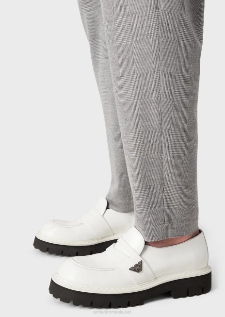 bărbați R802G1486 pantaloni din jerseu din amestec de lână prințul de Wales Armani gri