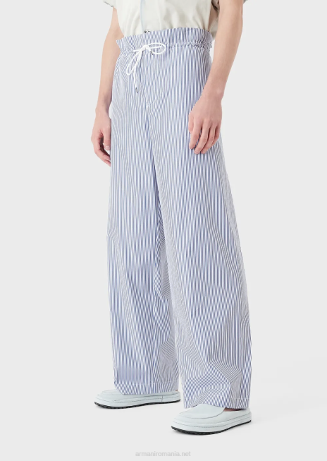 bărbați R802G1489 pantaloni cu șnur din poplin în dungi Armani in dungi