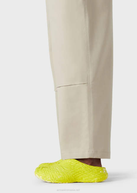 bărbați R802G1491 pantaloni dublu din gabardină cu centură de frânghie Armani bej