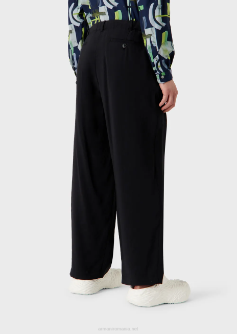 bărbați R802G1493 pantaloni cu șnur modal din piele de piersică Armani negru