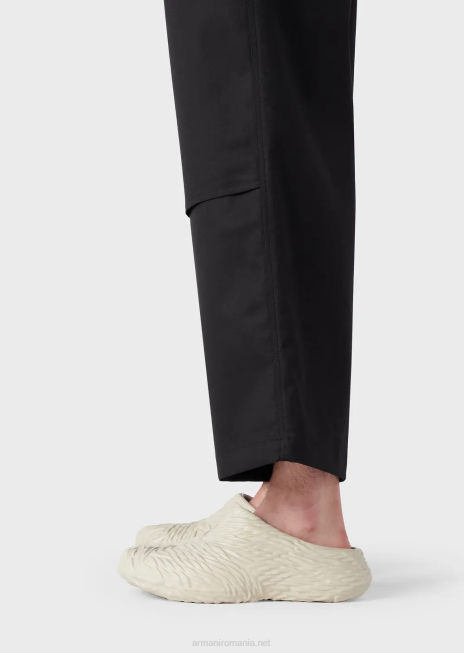 bărbați R802G1493 pantaloni cu șnur modal din piele de piersică Armani negru