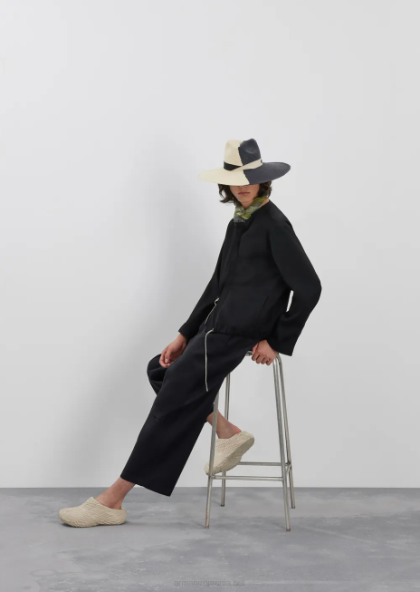 bărbați R802G1493 pantaloni cu șnur modal din piele de piersică Armani negru