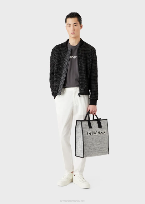 bărbați R802G1495 pantaloni chino ușoare din satin din amestec de lyocell Armani alb